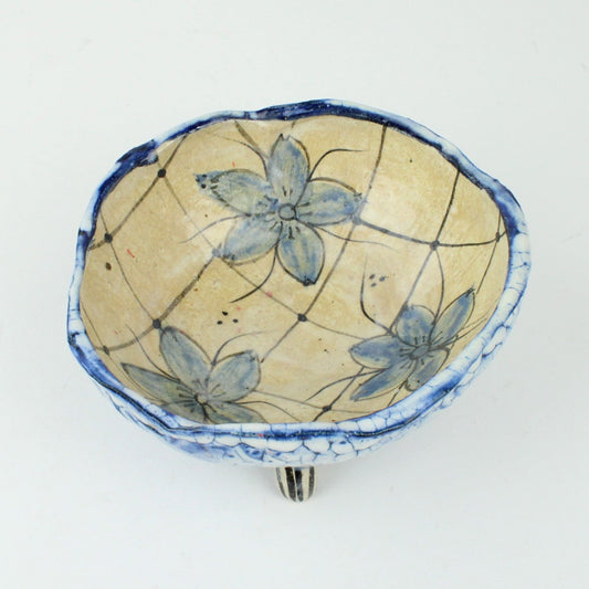 Medium Oribe/Shino 3 Legged Bowl