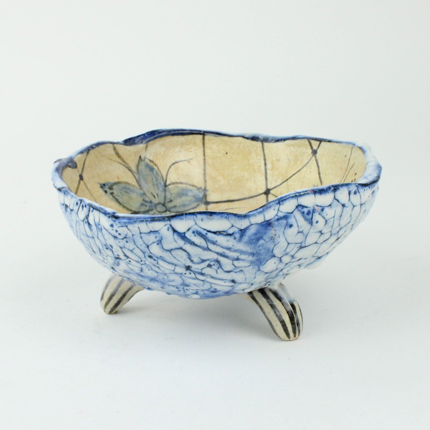 Medium Oribe/Shino 3 Legged Bowl